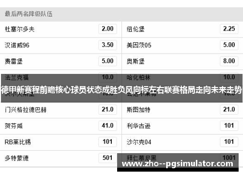 德甲新赛程前瞻核心球员状态成胜负风向标左右联赛格局走向未来走势